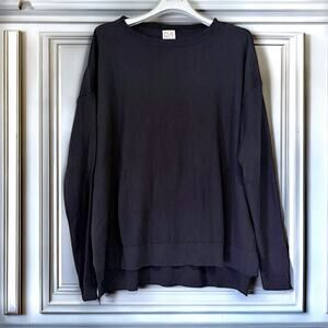 Planet by Lauren G Pima Cotton Modal Boatneck Sweater Black One Size Peru